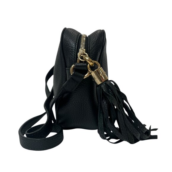 $1280 GUCCI Black Leather Disco Soho Gold Hardware Tassel Crossbody Bag as is - Picture 7 of 16